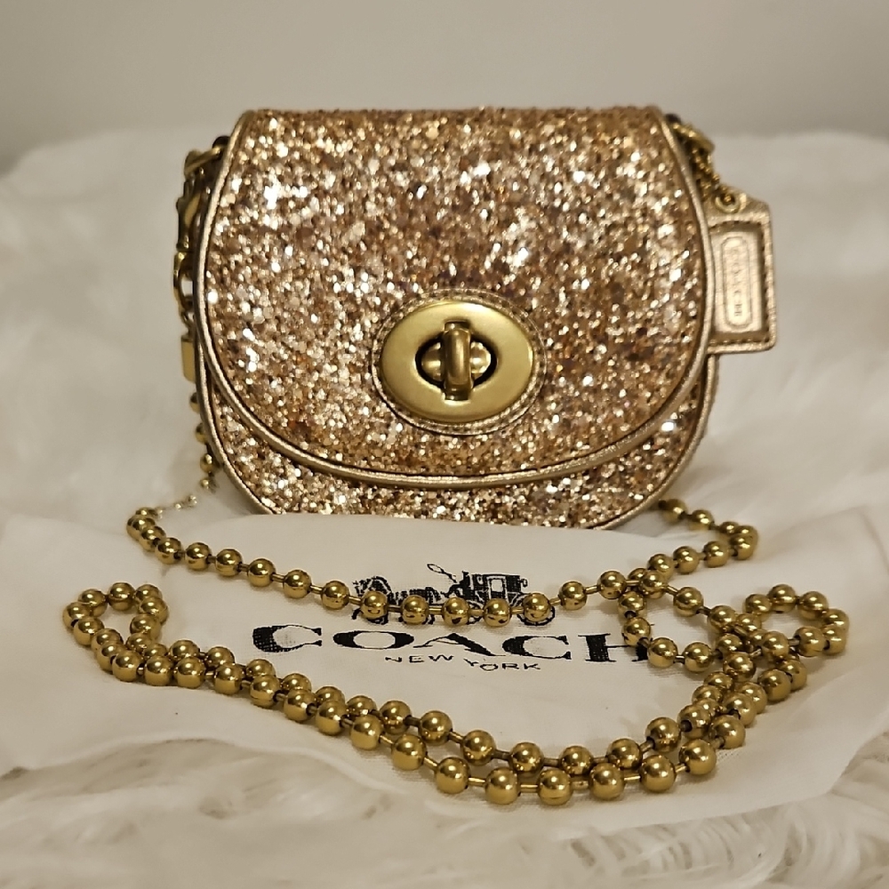 Coach POPPY Gold Glitter Crossbody Bag